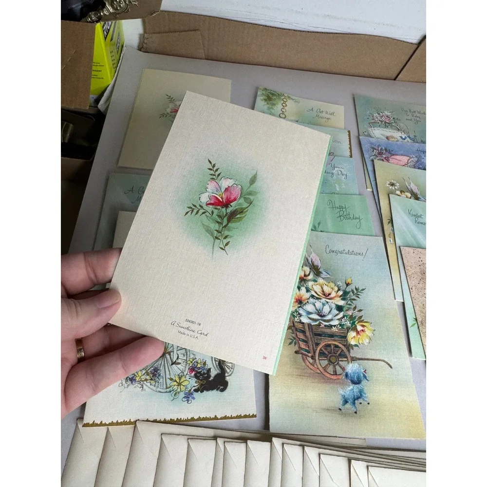 Vintage‎ Sunshine Greeting Cards Lot of 14 Unused Floral Birthday Get Well Baby